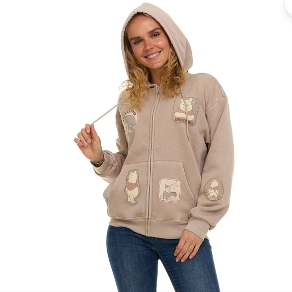 Disney Tan Winnie the Pooh Zip Up Hoodie - Picture 1 of 11